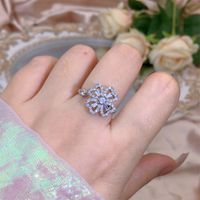 Rotating Moving Ring Flower Zircon Super Flash Ring Opening Color Retention Niche Design Fashion Hand Accessories Female Fashion sku image 23