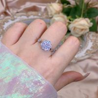 Rotating Moving Ring Flower Zircon Super Flash Ring Opening Color Retention Niche Design Fashion Hand Accessories Female Fashion sku image 2