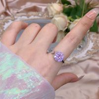 Rotating Moving Ring Flower Zircon Super Flash Ring Opening Color Retention Niche Design Fashion Hand Accessories Female Fashion sku image 3