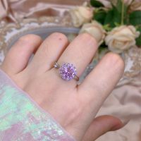 Rotating Moving Ring Flower Zircon Super Flash Ring Opening Color Retention Niche Design Fashion Hand Accessories Female Fashion sku image 4