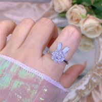 Rotating Moving Ring Flower Zircon Super Flash Ring Opening Color Retention Niche Design Fashion Hand Accessories Female Fashion sku image 5