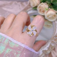 Rotating Moving Ring Flower Zircon Super Flash Ring Opening Color Retention Niche Design Fashion Hand Accessories Female Fashion sku image 24