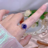 Rotating Moving Ring Flower Zircon Super Flash Ring Opening Color Retention Niche Design Fashion Hand Accessories Female Fashion sku image 7