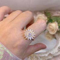 Rotating Moving Ring Flower Zircon Super Flash Ring Opening Color Retention Niche Design Fashion Hand Accessories Female Fashion sku image 25