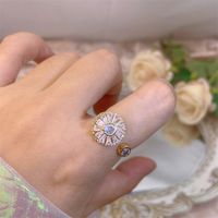 Rotating Moving Ring Flower Zircon Super Flash Ring Opening Color Retention Niche Design Fashion Hand Accessories Female Fashion sku image 26