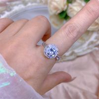 Rotating Moving Ring Flower Zircon Super Flash Ring Opening Color Retention Niche Design Fashion Hand Accessories Female Fashion sku image 11