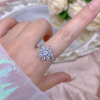 Rotating Moving Ring Flower Zircon Super Flash Ring Opening Color Retention Niche Design Fashion Hand Accessories Female Fashion sku image 12
