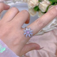 Rotating Moving Ring Flower Zircon Super Flash Ring Opening Color Retention Niche Design Fashion Hand Accessories Female Fashion sku image 14