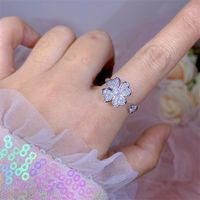 Rotating Moving Ring Flower Zircon Super Flash Ring Opening Color Retention Niche Design Fashion Hand Accessories Female Fashion sku image 15