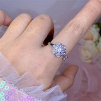 Rotating Moving Ring Flower Zircon Super Flash Ring Opening Color Retention Niche Design Fashion Hand Accessories Female Fashion sku image 16