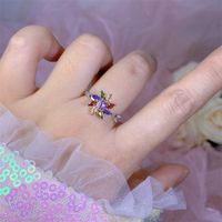 Rotating Moving Ring Flower Zircon Super Flash Ring Opening Color Retention Niche Design Fashion Hand Accessories Female Fashion sku image 18