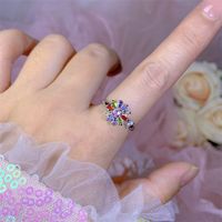 Rotating Moving Ring Flower Zircon Super Flash Ring Opening Color Retention Niche Design Fashion Hand Accessories Female Fashion sku image 20