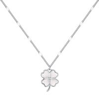 1 Piece Sweet Four Leaf Clover Sterling Silver Plating Inlaid Shell Necklace sku image 1