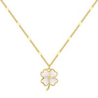 1 Piece Sweet Four Leaf Clover Sterling Silver Plating Inlaid Shell Necklace sku image 2
