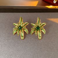 1 Pair Retro Flower Copper Enamel Inlay Artificial Pearls Rhinestones Earrings sku image 19