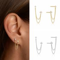 1 Piece Simple Style Flower Plating Inlay Copper Turquoise Zircon Gold Plated Earrings main image 1