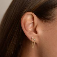 1 Piece Simple Style Flower Plating Inlay Copper Turquoise Zircon Gold Plated Earrings main image 4