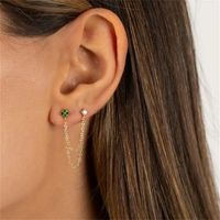 1 Piece Simple Style Flower Plating Inlay Copper Turquoise Zircon Gold Plated Earrings main image 5