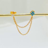 1 Piece Simple Style Flower Plating Inlay Copper Turquoise Zircon Gold Plated Earrings main image 6