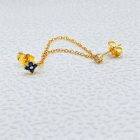 1 Piece Simple Style Flower Plating Inlay Copper Turquoise Zircon Gold Plated Earrings sku image 2