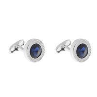 New Round Blue Crystal Zircon Cufflinks Fashion French Men's Shirt Cufflinks sku image 2