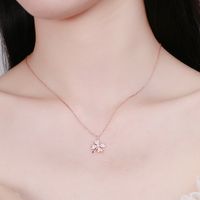 Ins Style Basic Four Leaf Clover Sterling Silver Inlay Zircon Pendant Necklace main image 3
