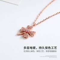 Ins Style Basic Four Leaf Clover Sterling Silver Inlay Zircon Pendant Necklace main image 5