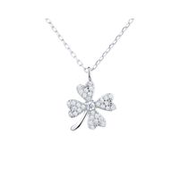 Ins Style Basic Four Leaf Clover Sterling Silver Inlay Zircon Pendant Necklace main image 6