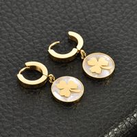 1 Pair Classic Style Shamrock Stainless Steel Acrylic Titanium Steel 18K Gold Plated Earrings main image 1