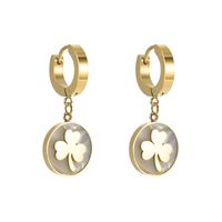 1 Pair Classic Style Shamrock Stainless Steel Acrylic Titanium Steel 18K Gold Plated Earrings main image 3