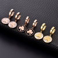 1 Pair Classic Style Shamrock Stainless Steel Acrylic Titanium Steel 18K Gold Plated Earrings main image 4