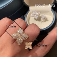 Fairy Style Flower Copper Inlay Zircon Open Ring main image 6