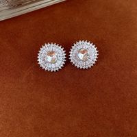 1 Pair Simple Style Heart Shape Flower Plating Inlay Copper Zircon Ear Studs sku image 18