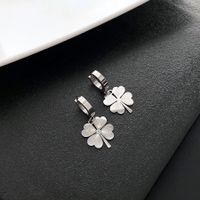 Elegant Lady Four Leaf Clover Titanium Steel Earrings Necklace sku image 2