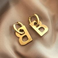 1 Pair Exaggerated Cool Style Letter Plating Titanium Steel Drop Earrings sku image 2