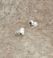 1 Pair Casual Korean Style Heart Shape Plating Inlay Sterling Silver Zircon Ear Studs main image 3