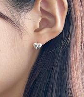 1 Pair Casual Korean Style Heart Shape Plating Inlay Sterling Silver Zircon Ear Studs main image 6