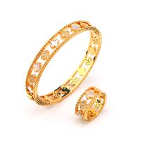 Elegant Lady Four Leaf Clover Copper Inlay Zircon Rings Bracelets main image 3