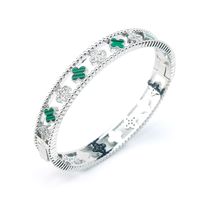 Elegant Lady Four Leaf Clover Copper Inlay Zircon Rings Bracelets sku image 5