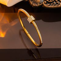 Simple Style Heart Shape Titanium Steel Rhinestones Bangle In Bulk sku image 57