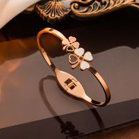 Simple Style Heart Shape Titanium Steel Rhinestones Bangle In Bulk sku image 71