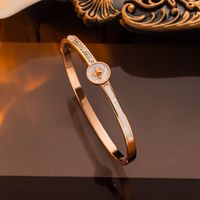 Simple Style Heart Shape Titanium Steel Rhinestones Bangle In Bulk sku image 104