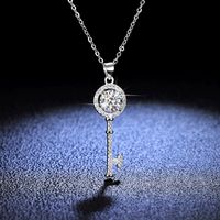 Simple Style Key Sterling Silver Inlay Moissanite Zircon Pendant Necklace main image 1