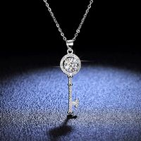 Simple Style Key Sterling Silver Inlay Moissanite Zircon Pendant Necklace main image 2