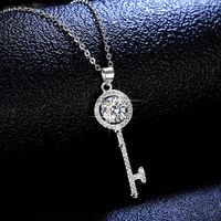 Simple Style Key Sterling Silver Inlay Moissanite Zircon Pendant Necklace main image 3
