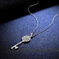 Simple Style Key Sterling Silver Inlay Moissanite Zircon Pendant Necklace main image 4