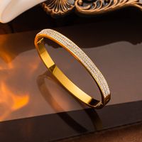 Simple Style Heart Shape Titanium Steel Rhinestones Bangle In Bulk sku image 62