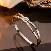 Simple Style Heart Shape Titanium Steel Rhinestones Bangle In Bulk sku image 75