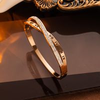 Simple Style Heart Shape Titanium Steel Rhinestones Bangle In Bulk sku image 125