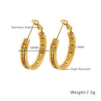 1 Pair Vacation Modern Style Classic Style Geometric Plating Inlay Titanium Steel Rhinestones Zircon 18K Gold Plated Hoop Earrings main image 2